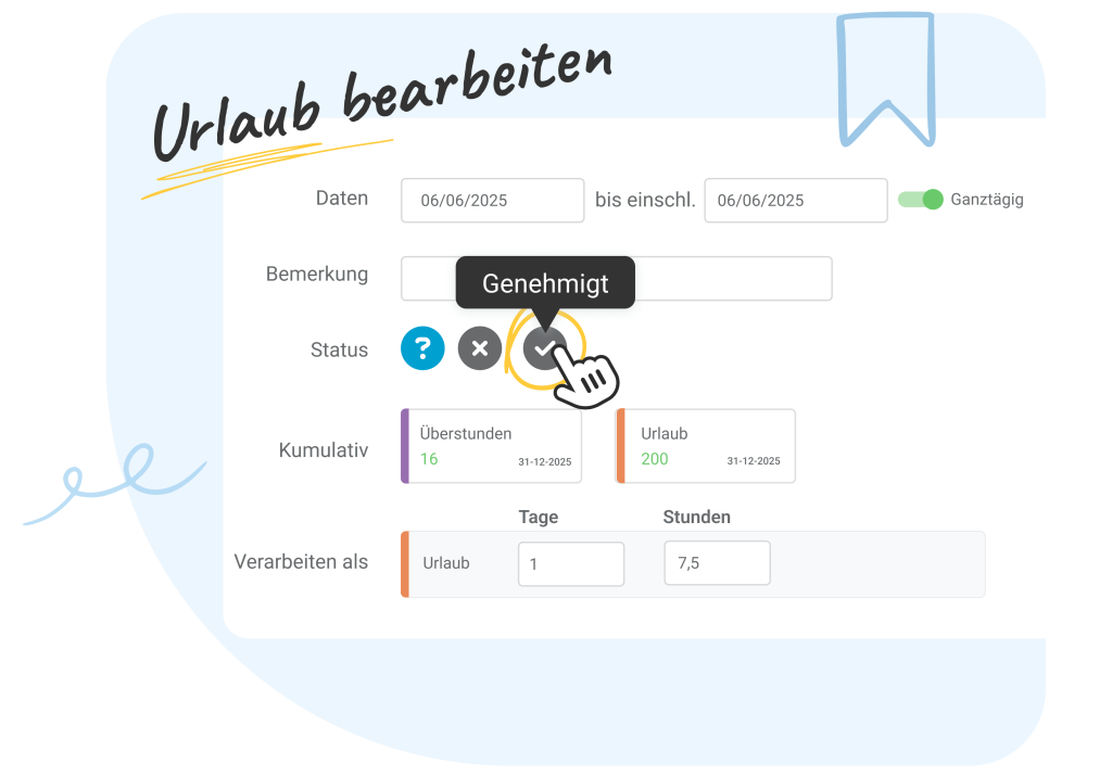 Die Beantragung von Urlaub war noch nie so einfach. Mitarbeiter können Urlaubsanträge schnell und mühelos über unsere benutzerfreundliche Mitarbeiter-App einreichen. Der Vorgesetzte erhält eine Benachrichtigung und kann die Anträge über die Management App überprüfen. Genehmigte Anträge werden unter Berücksichtigung des Verfallsdatums des verfügbaren Guthabens automatisch in den Zeitplan aufgenommen, um sicherzustellen, dass die Stunden vom richtigen Guthaben abgezogen werden. So ist sichergestellt, dass sowohl Mitarbeiter als auch Manager immer einen aktuellen Überblick über die verbleibenden Urlaubssalden haben.