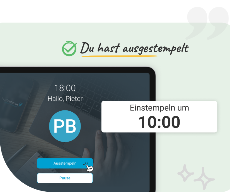 Zeiterfassungssystem Unser automatisiertes Zeiterfassungssystem bietet ein Live-Dashboard, das die Arbeitskosten anzeigt und es Ihnen ermöglicht, die Arbeitszeiten effizienter denn je zu verwalten. Unsere Management-App bietet einen Überblick über die geleisteten Arbeitsstunden mit wertvollen Einblicken in eventuelle Abweichungen. Die Mitarbeiter erfassen ihre Stunden durch Stempeln über unser System, das dank direkter Integration mit Ihrem Lohnbuchhaltungssystem verbunden werden kann.
