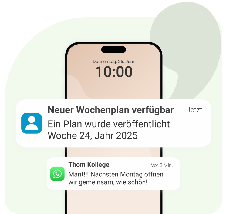 Mitarbeiter App- Neuer Wochenplan verfügbar