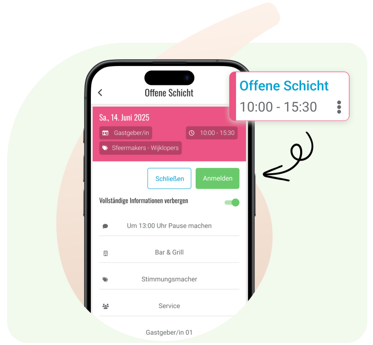 Mitarbeiter App- Offene Schichten